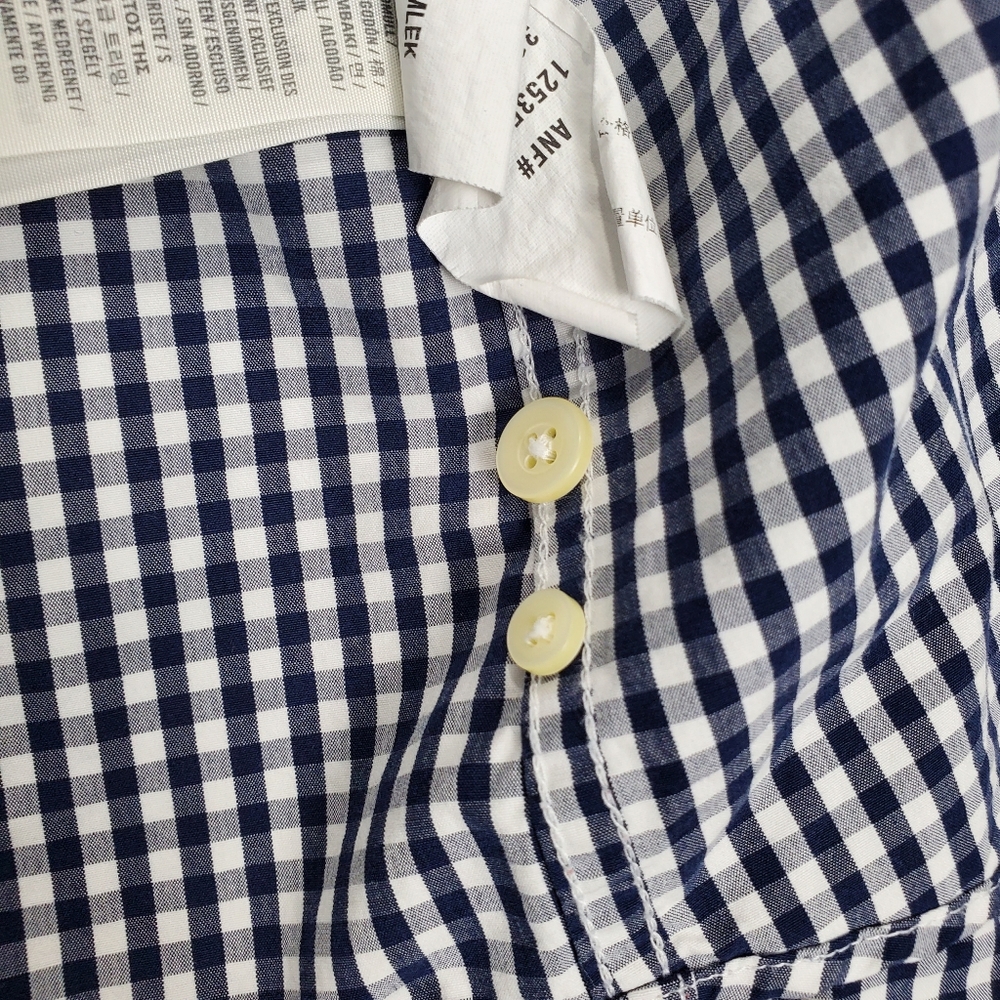 Abercrombie & Fitch Muscle Blue White Gingham Button Up Long Sleeve Shirt Sz XL - Picture 15 of 16
